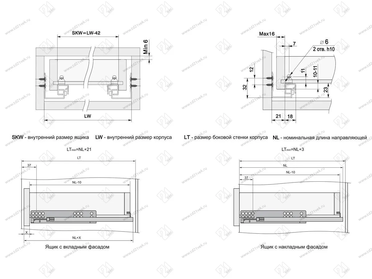 DB8882Zn/500 Направляющие 500 мм скрытого монтажа  с доводчиком <10> 4