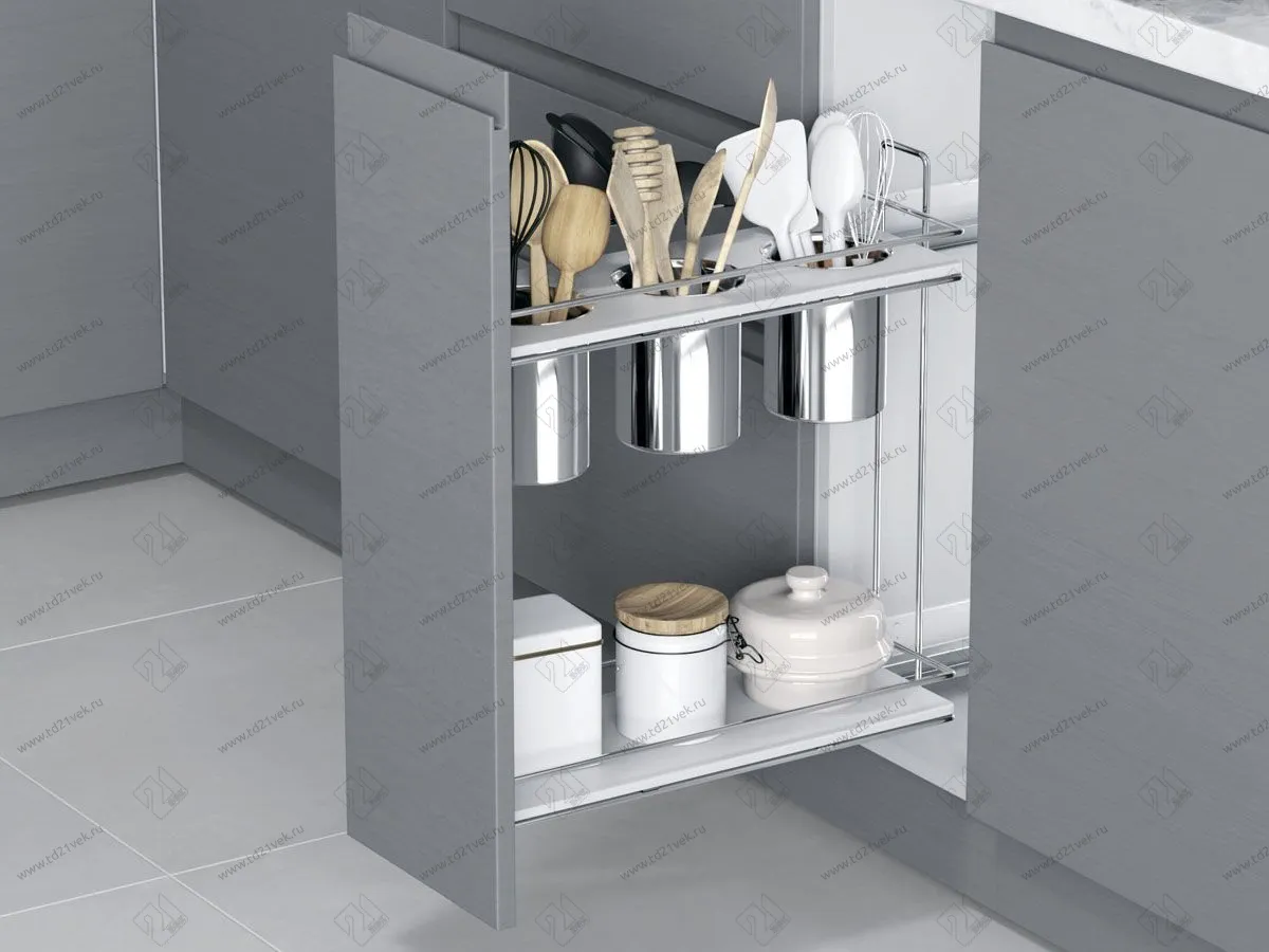 S-2651-C Бутылочница для столовых приборов, Starax, 2-х ярусная, (205х475х420 мм), хром, левая 1