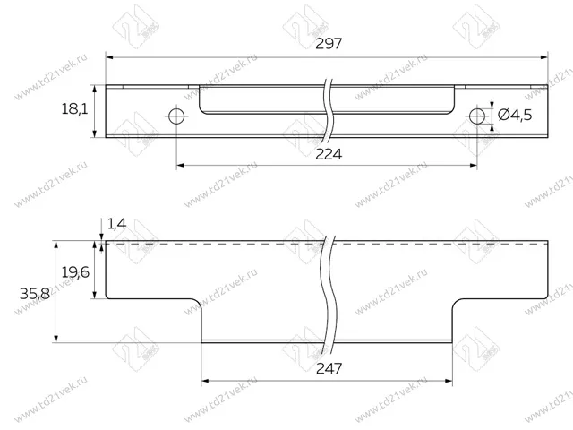 RT-001-300 Ручка торцевая, 300, хром <40> 3