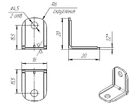 Уголок крепежный 20х20х16 мм, белый c пластиковой крышкой