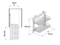 S-6281-A Полка Starax для обуви двухъярусная (300х470х520) с доводчиком, левая <1>