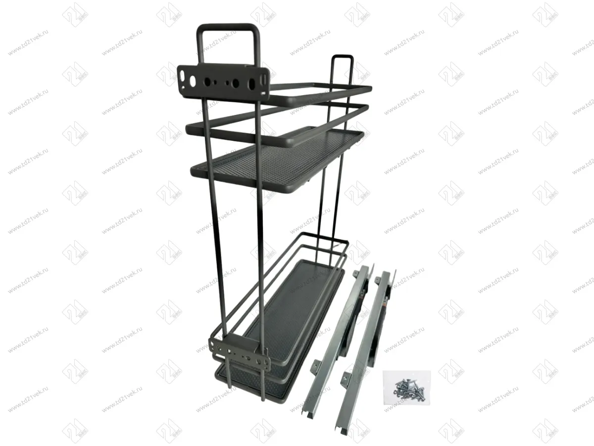 Бутылочница 200, правая, плоский прут, 450х140х535 мм, пластиковый поддон, антрацит 1