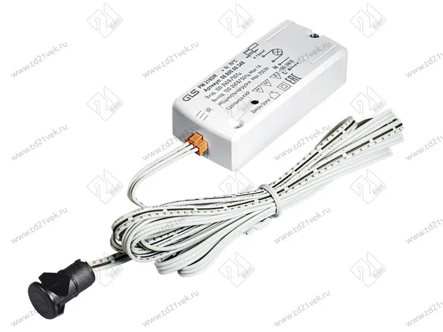 08.800.00.348 ИК выключатель PM 218DR, дверь/рука 5см, 220В, 60Вт, 83х35х19мм, D=14мм, L=2,0м, белый 1