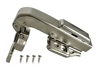 Петля угловая 90°, 48мм, планка Н=2, 3D, CLIP-ON, 2 накладки+4 самореза, с доводчиком, никель