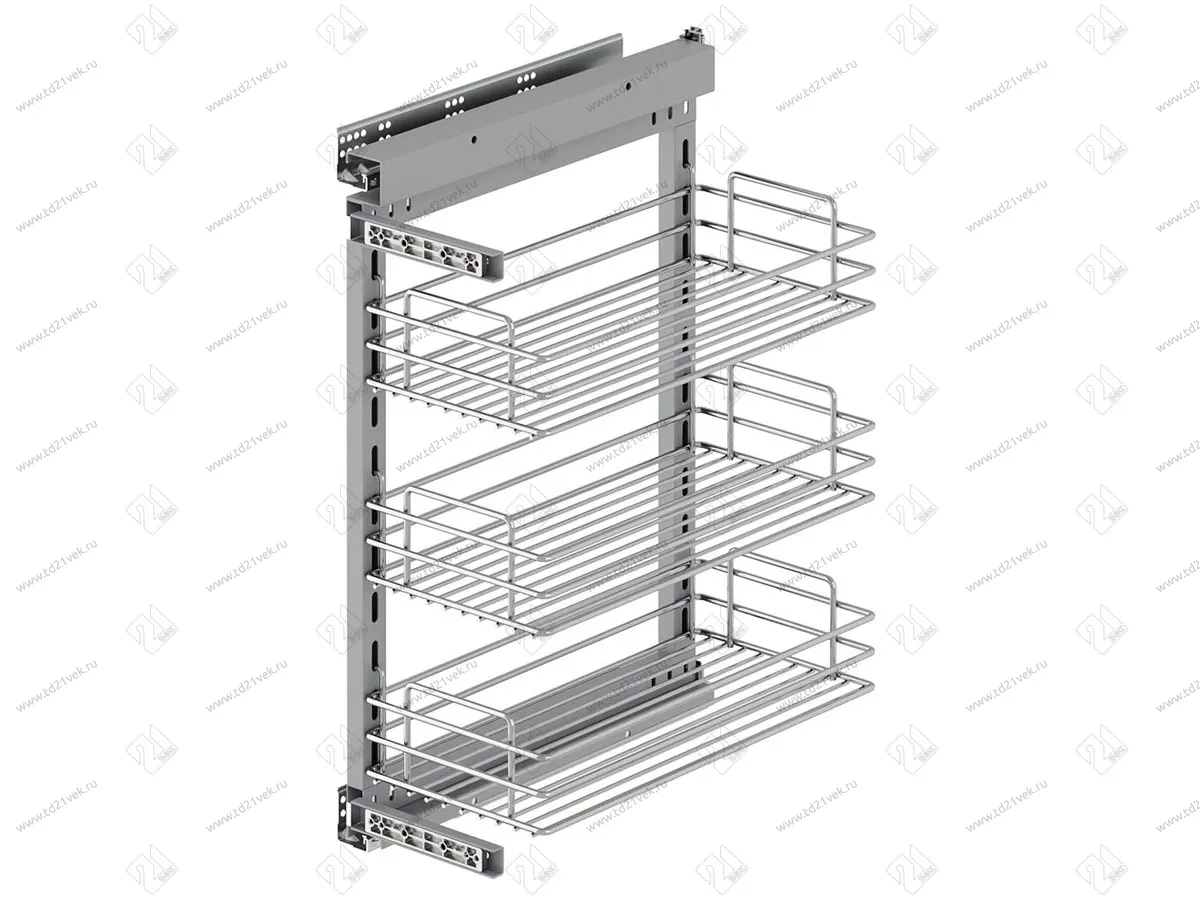 S-2794-C Бутылочница 400, Starax, 3-х ярусная, направляющие Blum Tandem, (355х470х635 мм), с доводчиком, полное выдвижение, правая 2