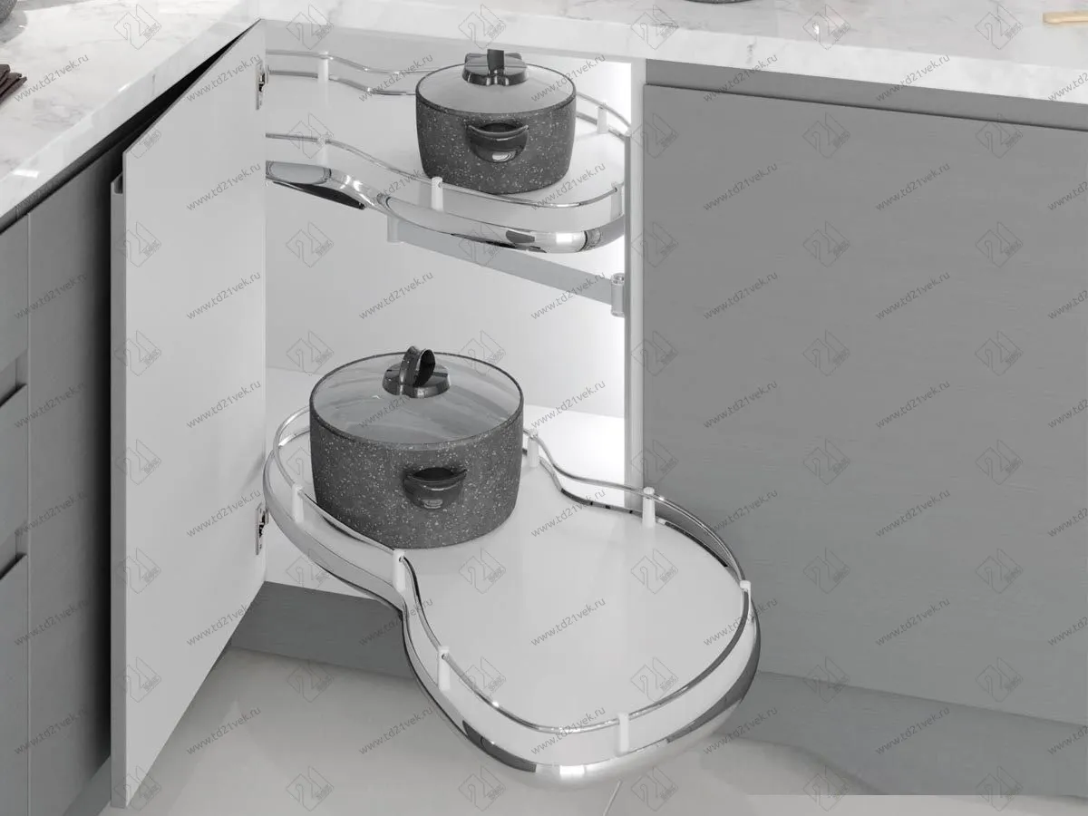 S-3116-C Волшебный угол "Лепесток" Anti-Slip в базу 500 мм, Starax, (850x490x600 мм), правый, хром 1