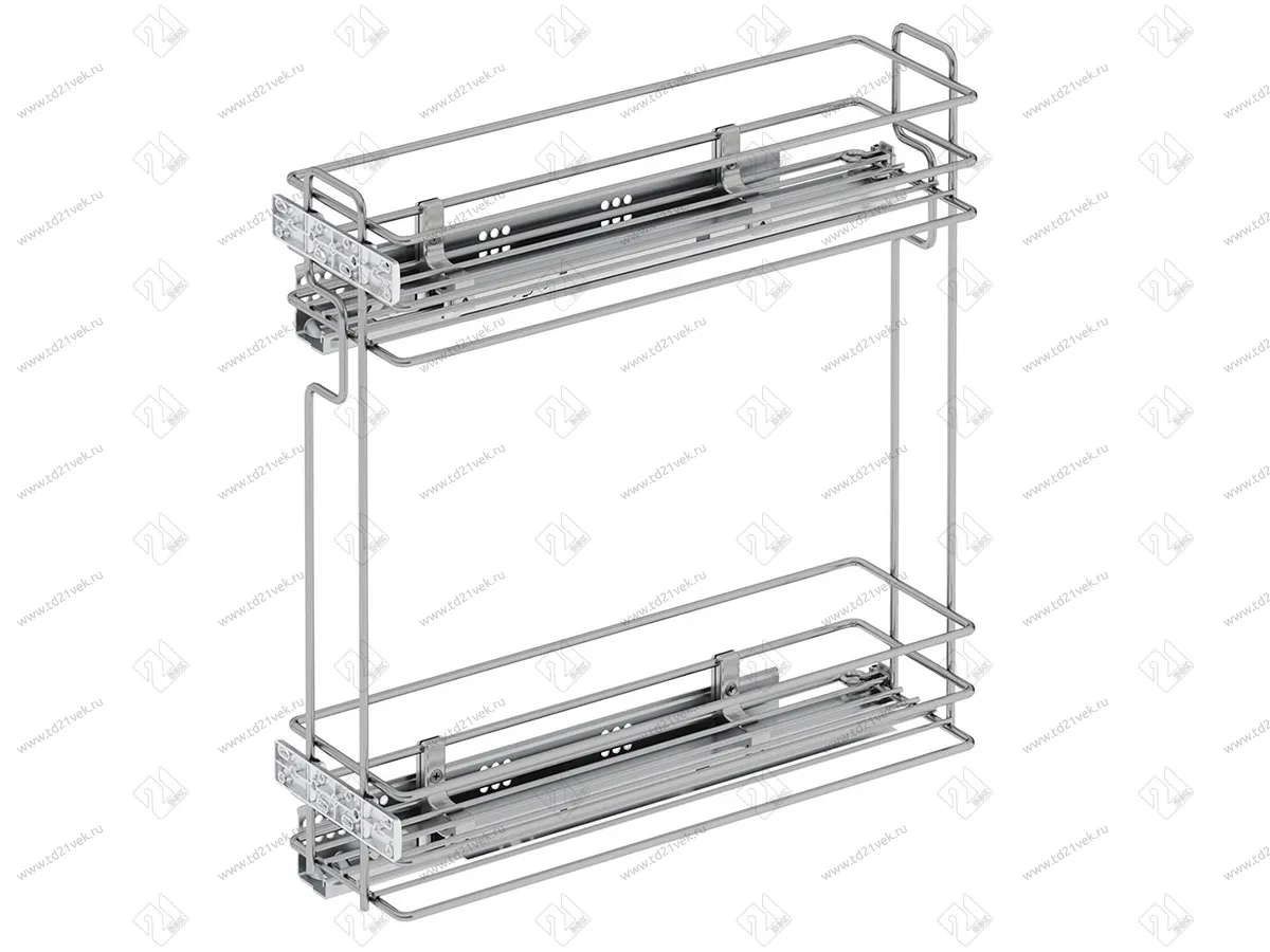 S-2441-08-C Бутылочница 200, Starax, 2-х ярусная, направляющие Blum Tandem, выдвижение 7/8, (151х475х495), левая, хром 2