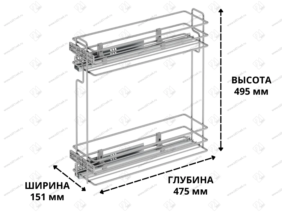 KS-200R Бутылочница 200, Starax, направляющие Samet, (151х475х495 мм), частичное выдвижение, правая 3