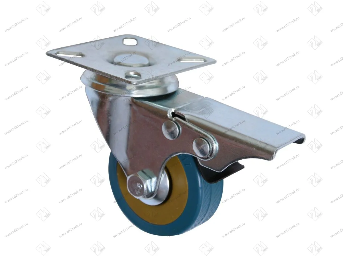 13-20-50 DB Колесо пов. на пл-дке с мет.тормозом нагрузка-30кг, d=50, h=72. (ПВХ) / 254 <120> 1