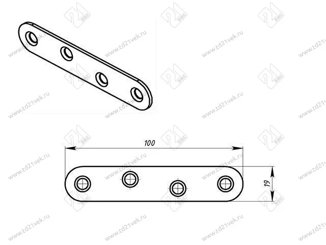 Пластина крепёжная ПК-100, цинк (50/100) <300> 2
