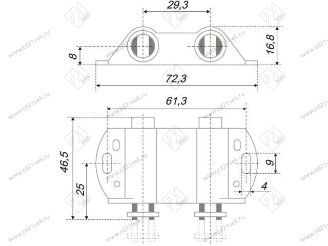 MH02/W Магнитный держатель для 2 стекл. фасадов (белый) <125> 2