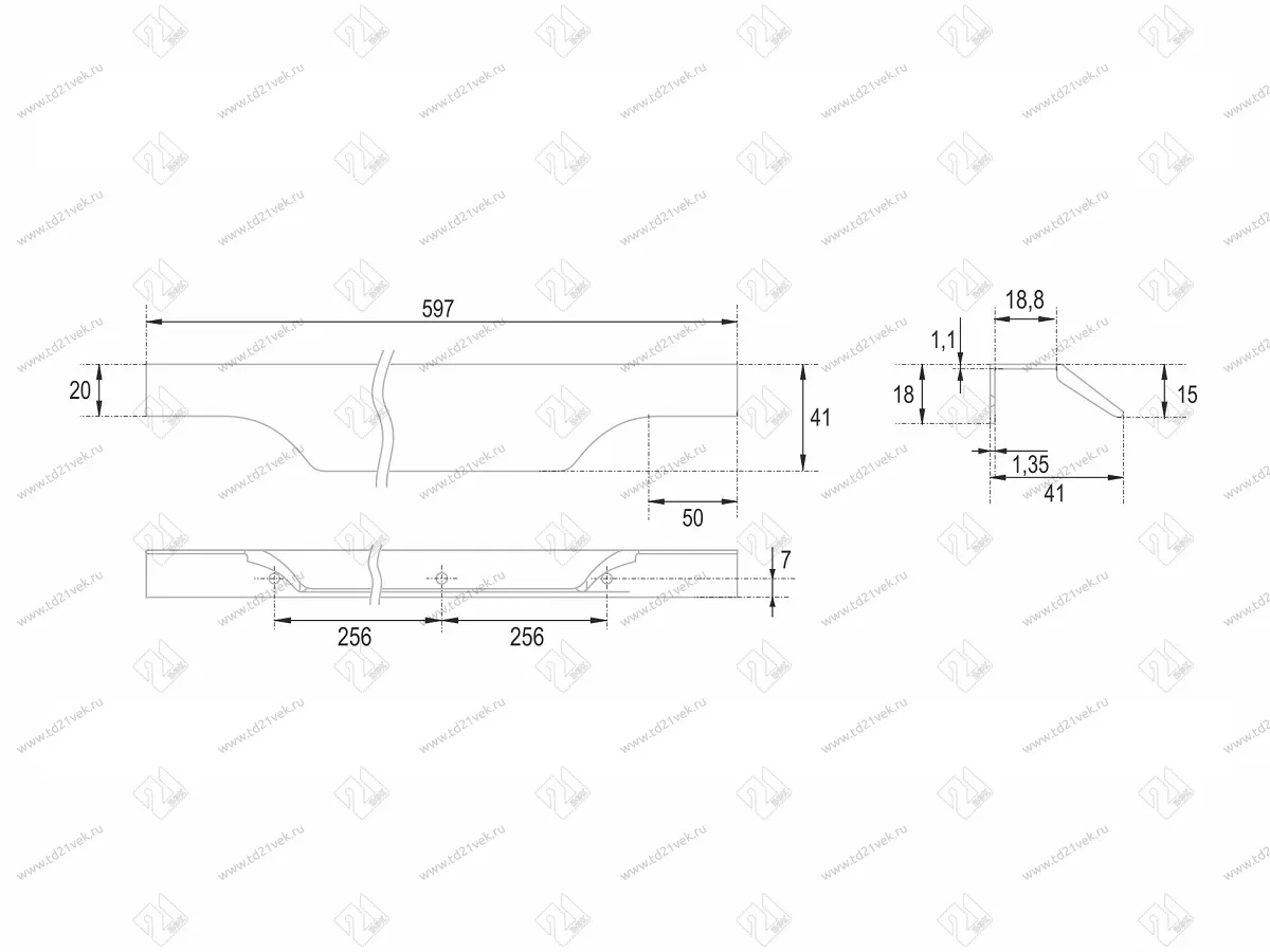RT114BL.1/512/600 Ручка торцевая 512 мм матовый чёрный <30> 4