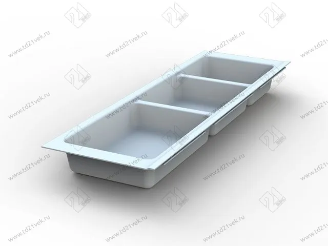 105-83-06-302 Лоток для столовых приборов Mesan TrayBond, 3 отдела,(Ш157хГ480-444хВ45) белый <5/80> 1