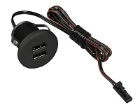 06.800.01.341 USB-розетка, врезная, круглая, USB CHARGE-S, 2xUSB, max.3,4A, провод 2м, черный