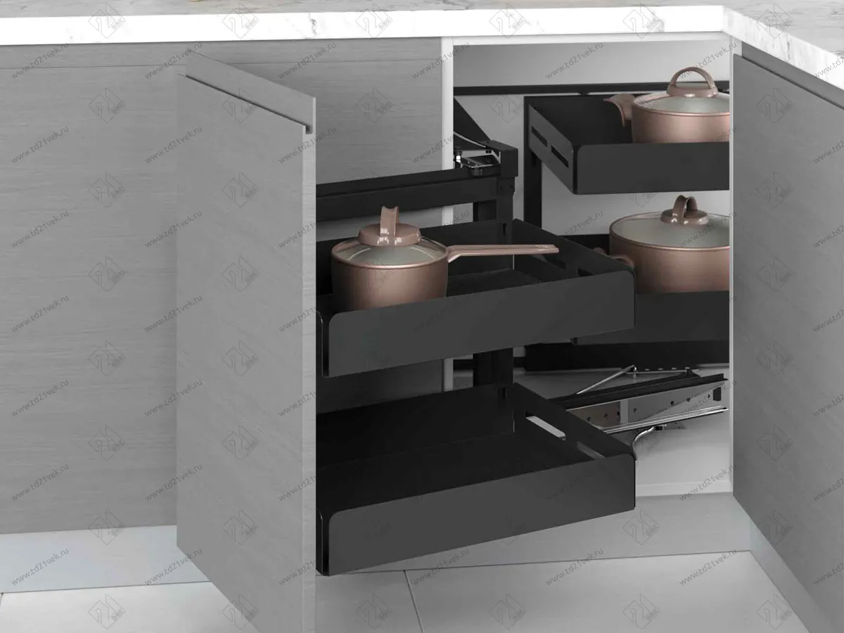 S-3071-UB-A  Волшебный угол Starax Unique Box 2-х.ярусный, шир. 500 (860-965х530х530) левый, антрацит 1