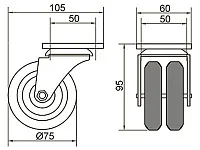 Опора колесная 391 нагрузка - 50 кг d=75, h=96 <50>