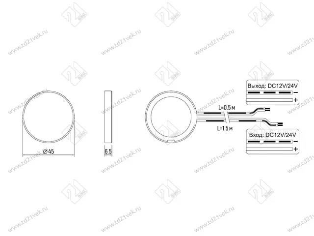 08.800.00.361 Выключатель сенсорный на касание CSS-3, 12В, max 60Вт, IP20, толщина преграды до 60мм, провод 1,5м, встроенный диммер, черный. 2