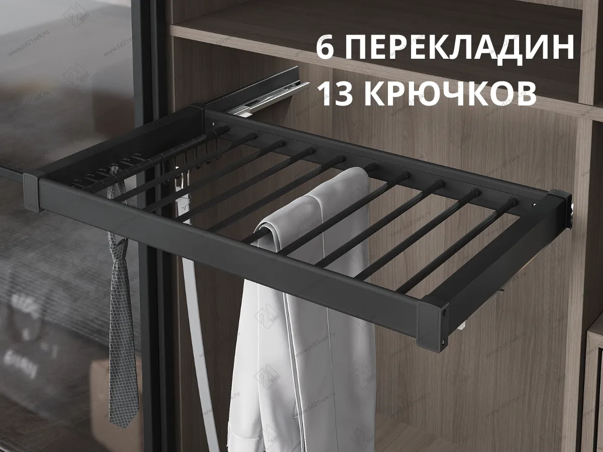 S-6707-A Брючница в базу 600 мм, Starax, (560-590х475х70 мм), направляющие Blum Tandem, антрацит 1