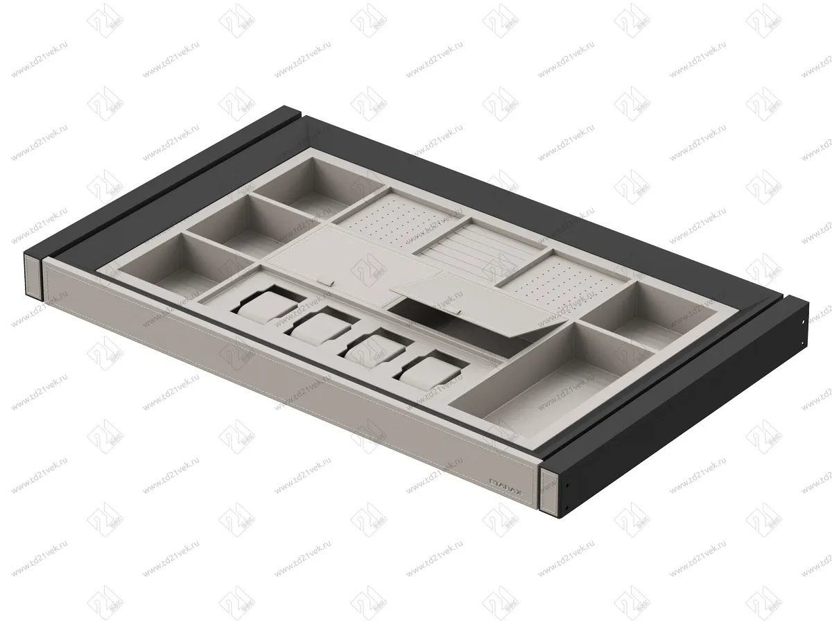 S-6417-A Ящик для ювелирных изделий в базу 800, экокожа, Starax (764x470x75 мм), антрацит 3