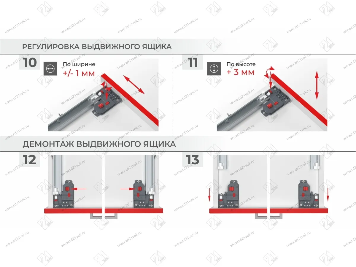 DB8781Zn/500 Направляющие, 500 мм скрытого монтажа 2D B-slide c доводчиком <10> 7