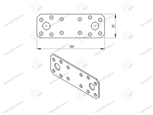 Пластина крепёжная 100*35*2.0, гоц <50> 2