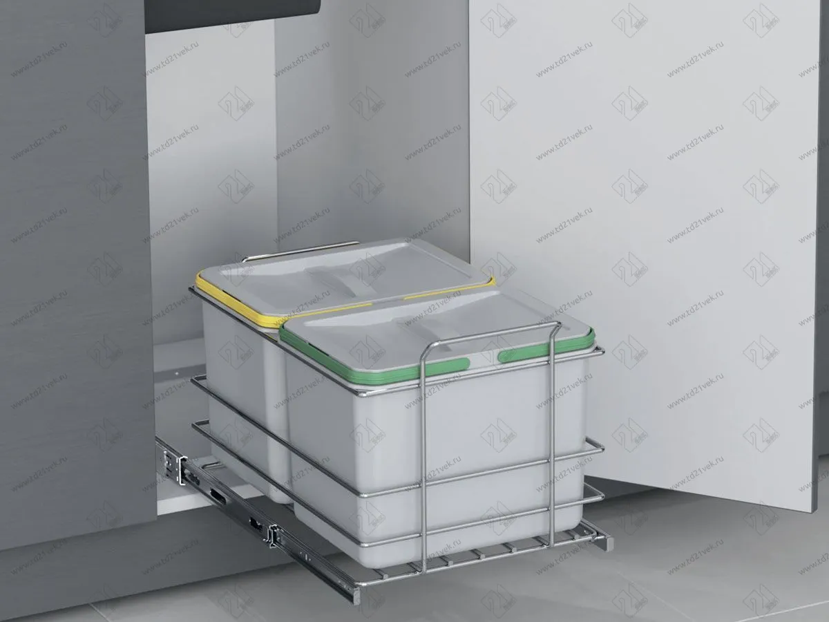 S-2578-G Система сортировки в базу 400 мм, Starax, 12+12 л, (340x485x315 мм), пластик, серый 1