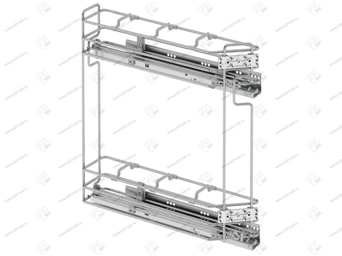S-2605-C Бутылочница 150, Starax, 45 градусов, 2-х ярусная, направляющие Blum Tandem, (106х465х495 мм), полное выдвижение, правая, хром 4