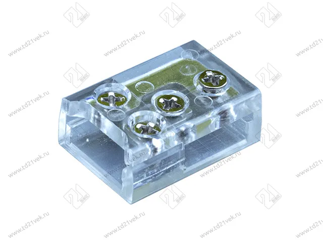 10.800.00.020 Коннектор для T и L соединений с винтами для соедения одноцветных SMD или COB лент 8мм, 12/24В, макс. 6А, прозрачный 1