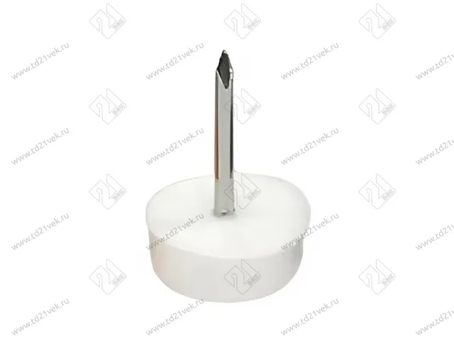 Подпятник с гвоздем d15*h24мм, Стандарт, гвоздь-2мм, белый 1