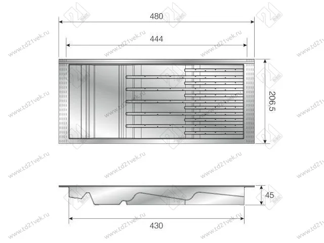 105-83-53-302 Лоток для ножей Mesan TrayBond, 5 больш.+6маленьких  (Ш206,5ХГ480-444хВ45) белый <2/10> 4