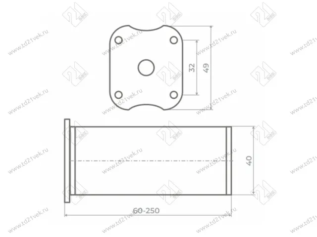 Опора декоративная H150+15мм, металлик 2