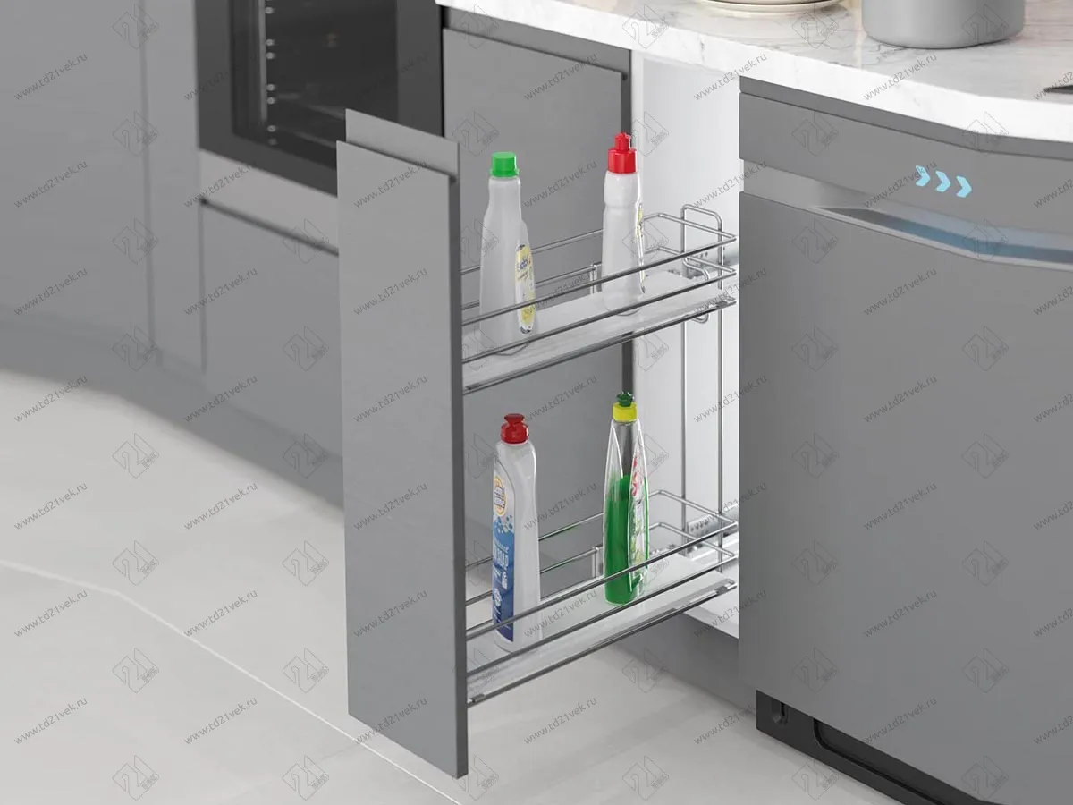 S-2491-C Бутылочница 200, Starax, 2-х ярусная, направляющие Blum Tandem, (151х475х495 мм), дно ДСП, полное выдвижение, левая 1