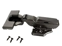 Петля полунакладная 8мм (16-25мм) 48мм, рег.6-7мм, планка Н=2, 3D, CLIP-ON, 2 накладки+4 самореза, с доводчиком, титан