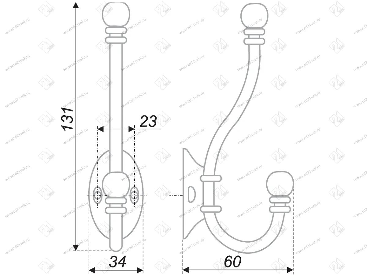 K209ABL.6  Крючок мебельный старинный черный <25> 3