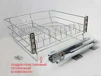 Сушка для посуды 800 мм выдвижная в нижнюю базу, с доводчиком, металл, хром