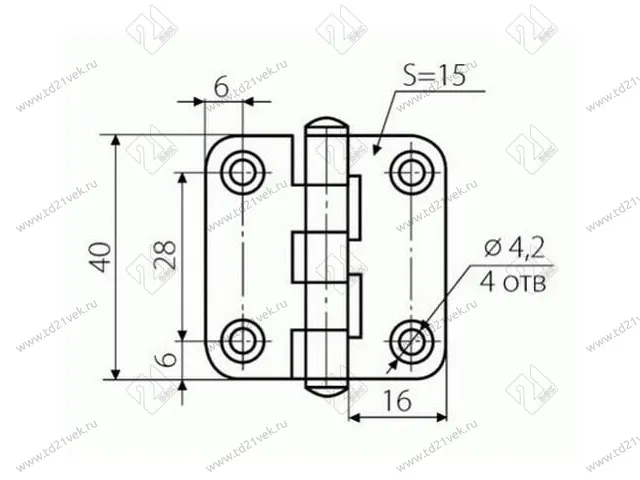 Петля накладная 40х40, цинк, ПН5-40 2