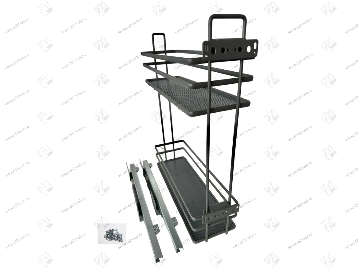 Бутылочница 200, левая, плоский прут, 450х140х535 мм, пластиковый поддон, антрацит 1