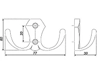 K203AB.2 Крючок мебельный старинная латунь <40>
