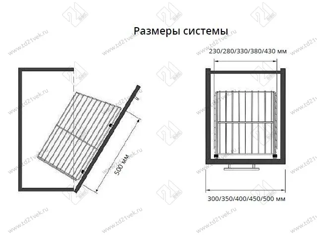 S-8013-A Корзина для белья в базу 400 мм, Starax, с креплением на дверцу, (330х260х500), антрацит 4