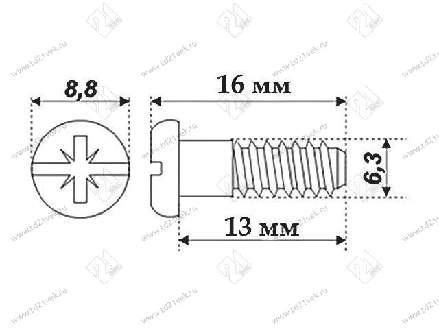 MT03/08/6,3*13Cr/0 Евровинт 6.3*13 (100/500) <5000> 2