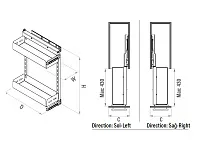 S-2204-UB-A  Бутылочница Starax (Box) шир. 250 (205х470х635) выдвижение правое, антрацит