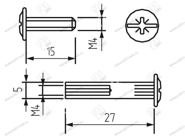 Стяжка межсекционная d=5мм M4x27 (1701001), никель (100/1000) <2000> 2