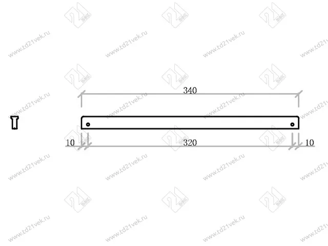 Профиль-ручка 320мм (L340мм) золото шлифованное, PRUTOK 3