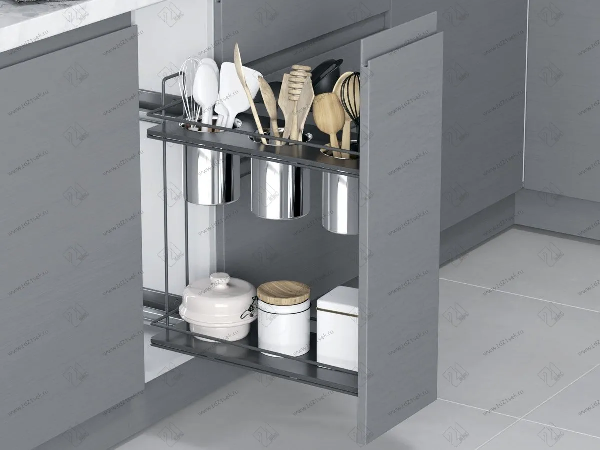 S-2652-A Бутылочница для столовых приборов, Starax, 2-х ярусная, (205х475х420 мм), антрацит, правая 1