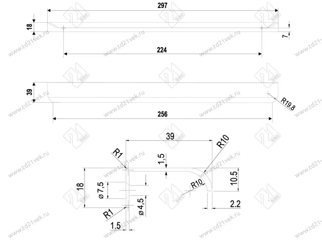 RT110SC.1/224/300 Ручка торцевая 224 мм сатиновый хром <50> 5
