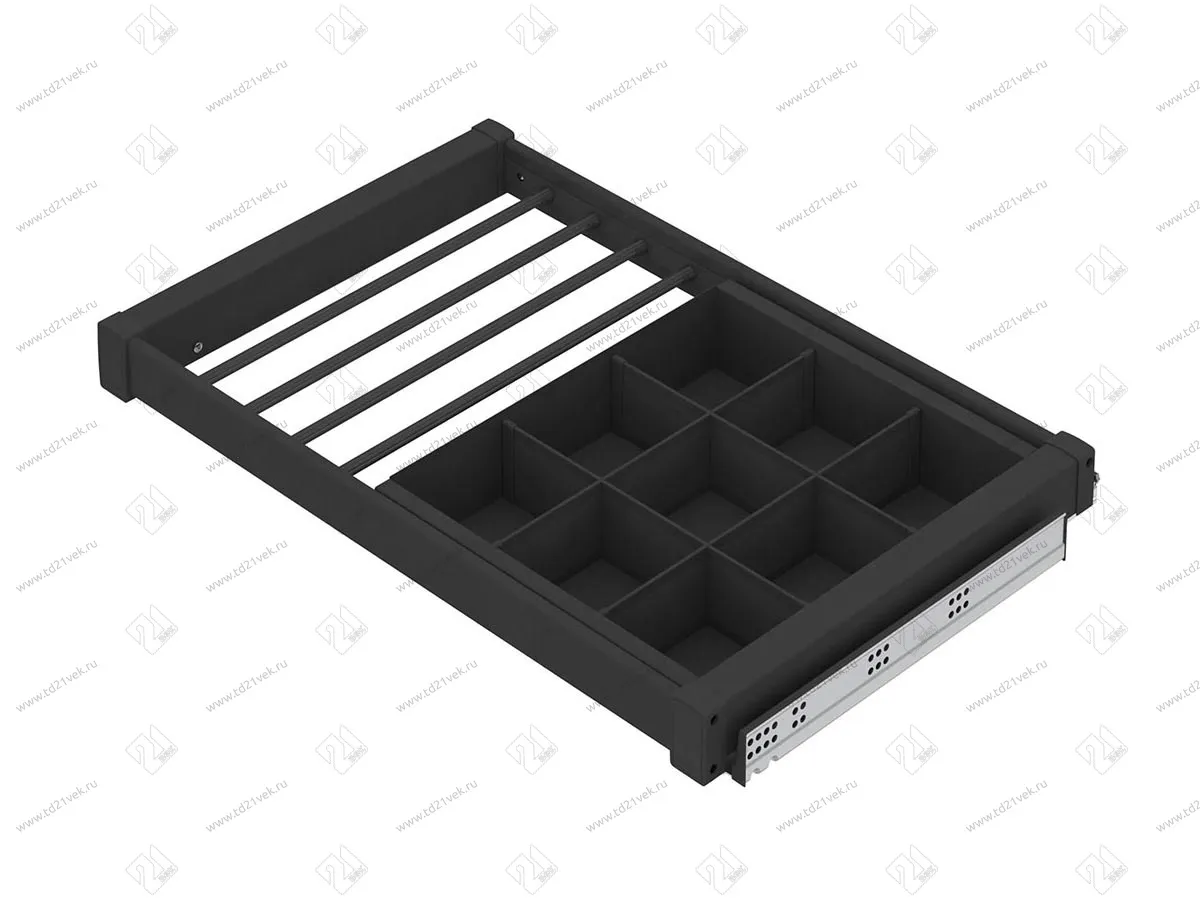 S-6705-A Брючница с органайзером для аксессуаров в базу 800 мм, Starax, (760-790х475х100 мм), направляющие Blum Tandem, антрацит 2