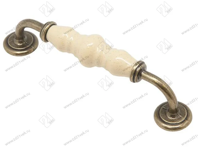 SF06-05-128 OAB Ручка-скоба с фарфором, 128 мм оксидированная бронза <40/200> 1