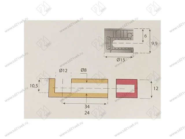 KF1215100031 Эксцентрик XSTAR d15*h9,9мм для плиты 12мм, цинк 2