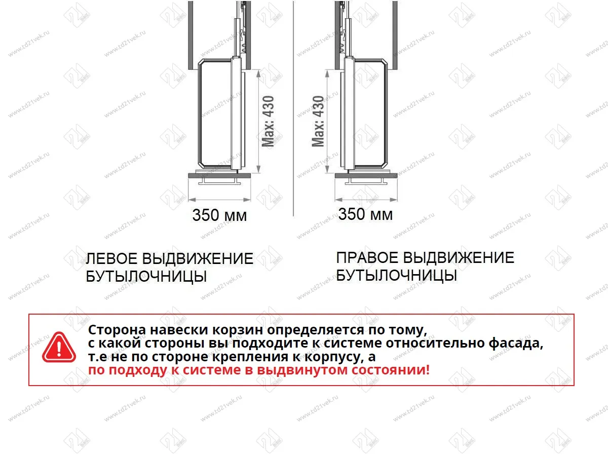 S-2792-US-W Бутылочница 350, Starax, 2-х ярусная, направляющие Blum Tandem, (305х470х635 мм), с доводчиком, полное выдвижение, правая, белая 4