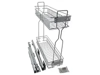 Бутылочница для кухни 200 левая, на скрытых направляющих с доводчиком / двухуровневая корзина